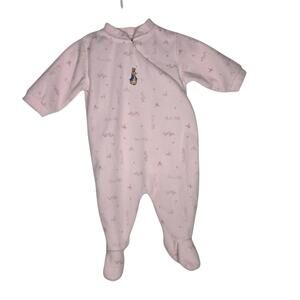 Vintage Beatrix Potter Baby Girl Pink Fleece Footie Sleeper Peter Rabbit 3mo